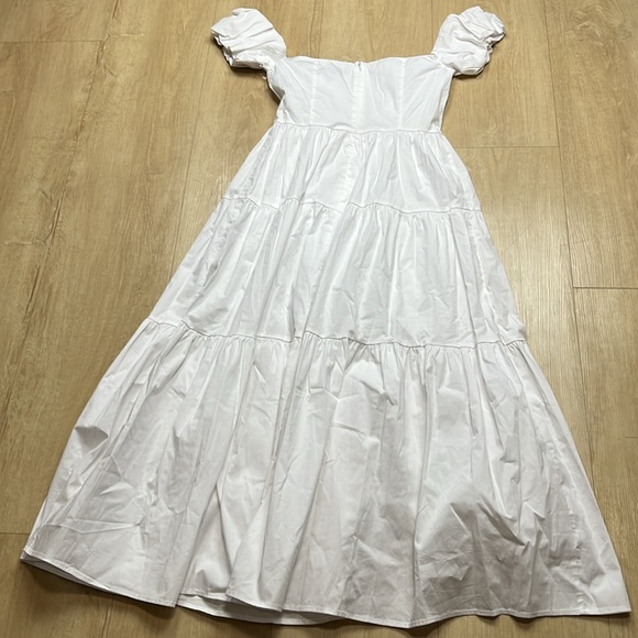 Staud White Elio Midi Dress, SIZE 6 1657 - Picture 6 of 9